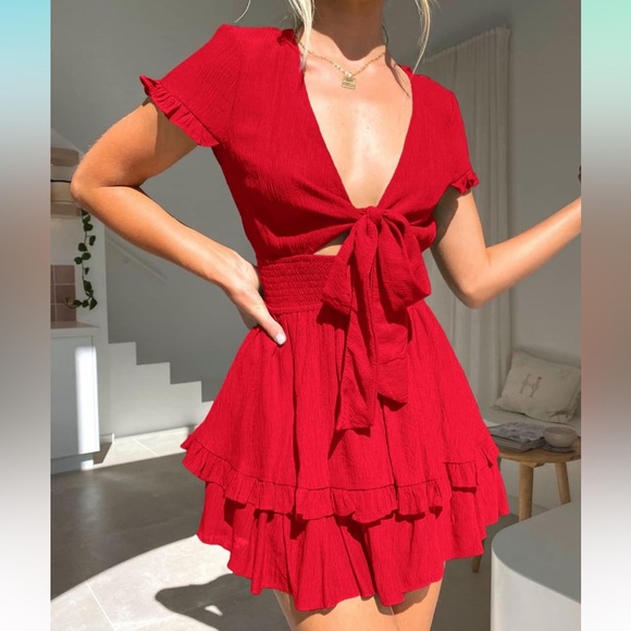 Red Mini Dress - Picture 4 of 5